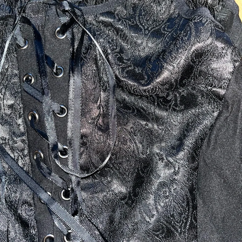 Scarlett Darkness goth Black Lace-Up Top size S - Picture 6 of 8